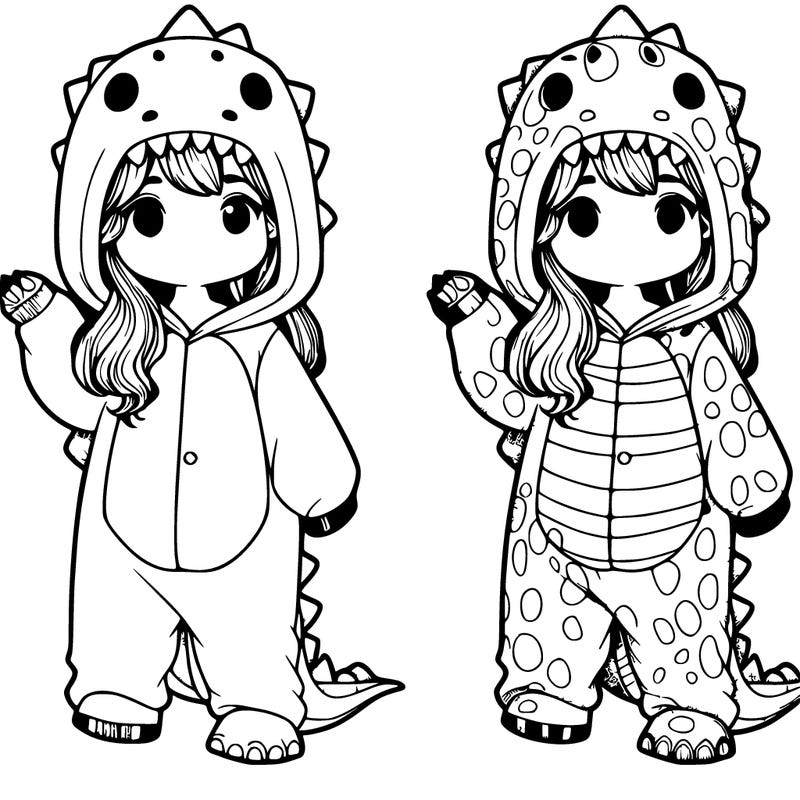 a girl with realistic dinosaur onesie