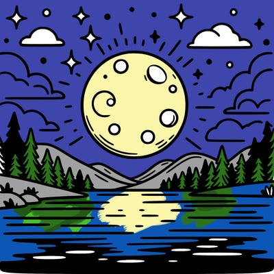 moonlight shining on a lake