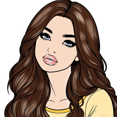 realistic girl with hair on her hair and lips