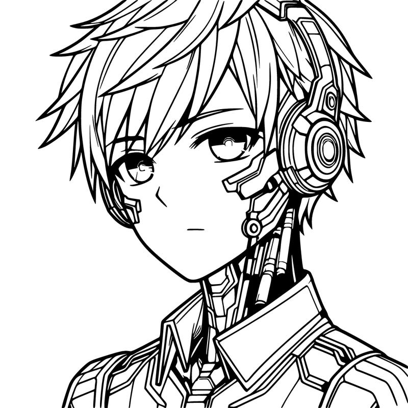 futuristic anime young man