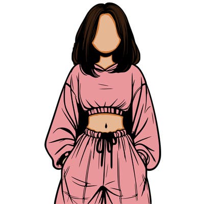 realistic girl faceless with baggy pants and a crop top