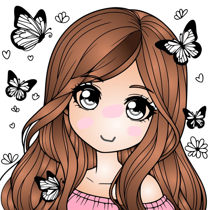 realistic girl with butterflies around her
