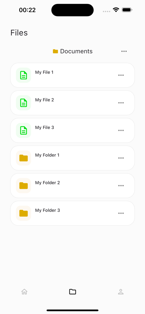 LANDrop app interface showing a list of documents and folders ready for transfer.