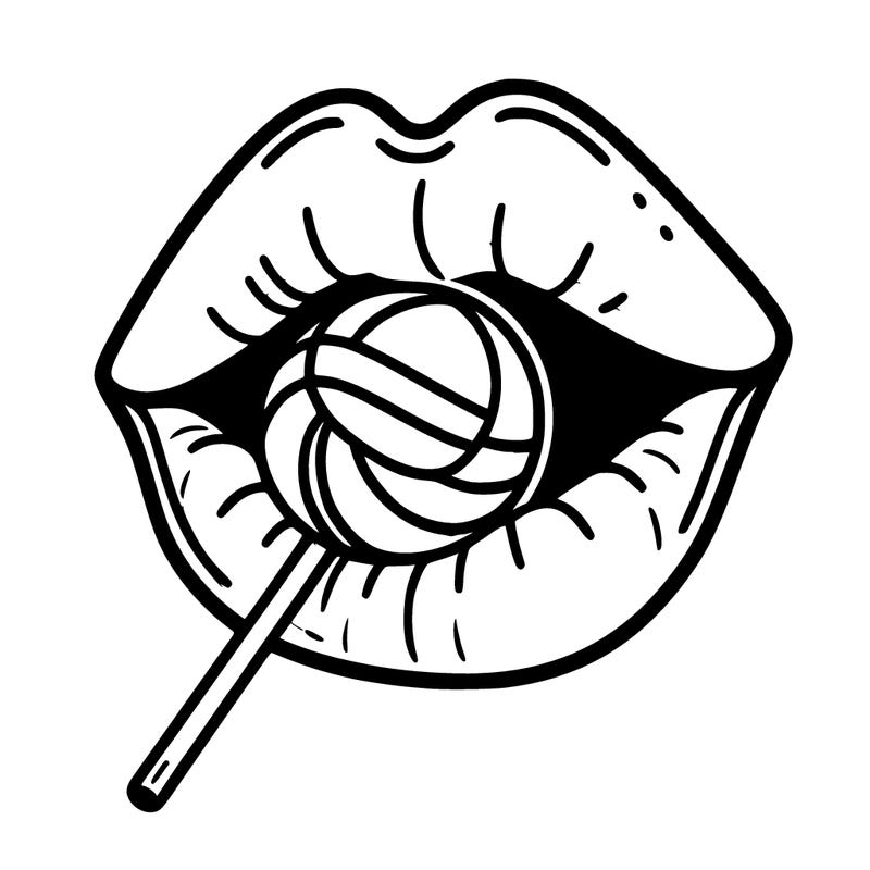 lip with lollipop