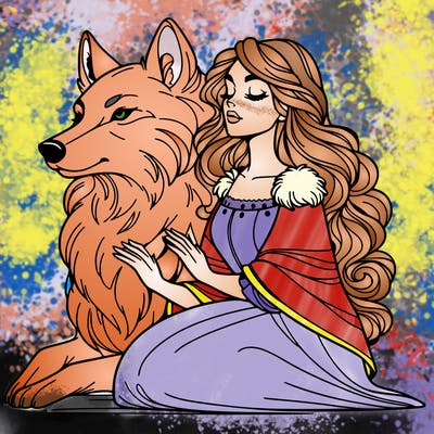 woman and wolf
