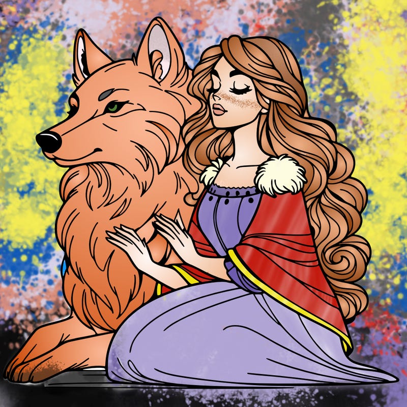 woman and wolf