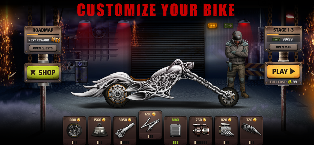 Dead Hill Racing: Zombie Climb - Garage menu screen showing vehicle upgrades and customization options in Dead Hill Racing Zombie Climb