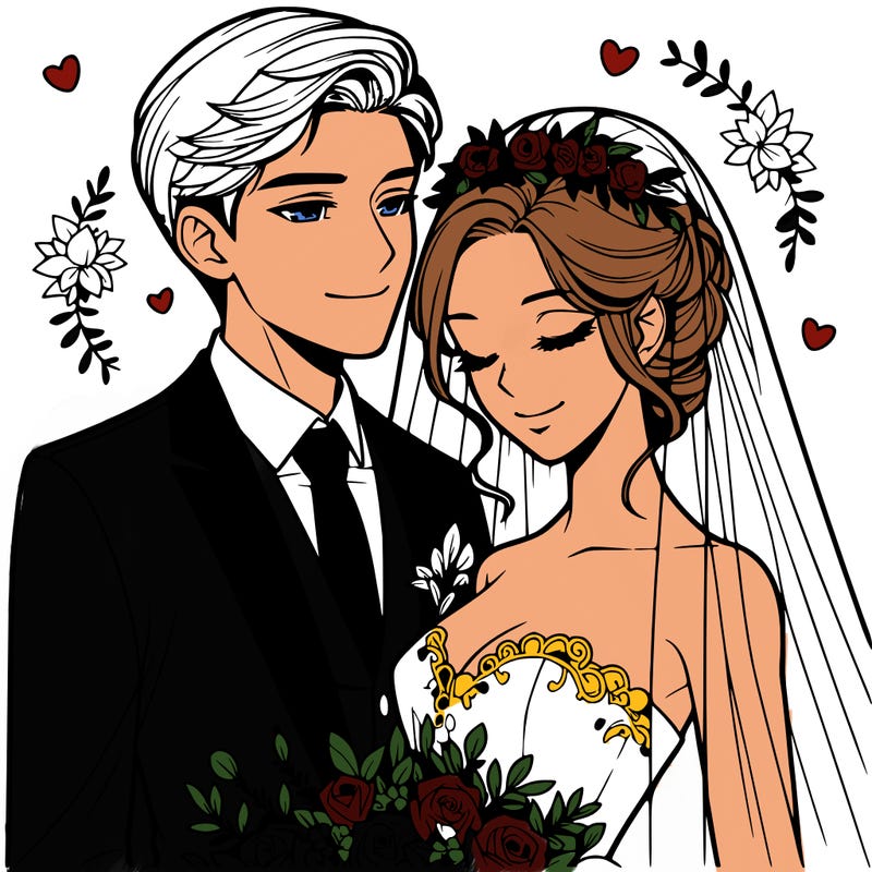 realistic wedding bride and groom