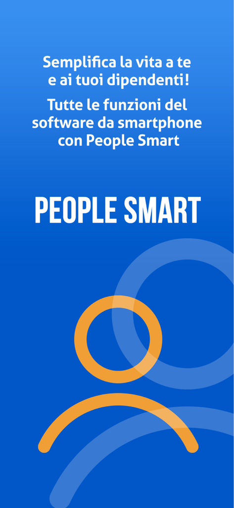 People Smart mobile HR management software splash screen with stylized icon and Italian text
