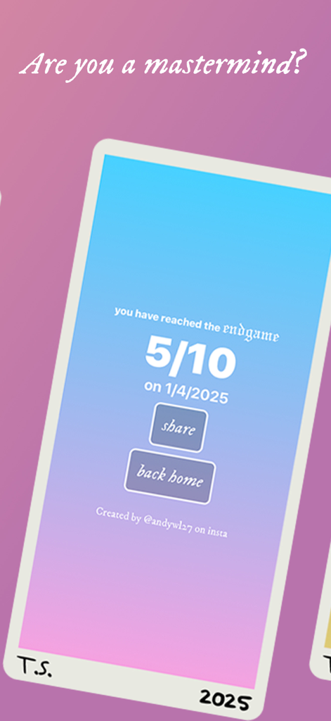 Swiftie Swipe - Swiftie Swipe results screen showing a score of five out of ten for a daily Taylor Swift lyric challenge