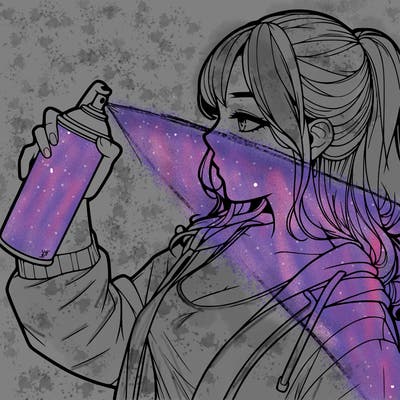 a realistic girl spray, painting