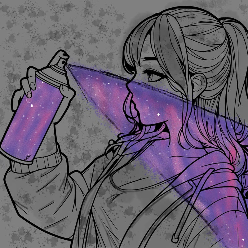 a realistic girl spray, painting