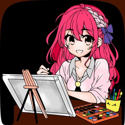 manga girl doing art