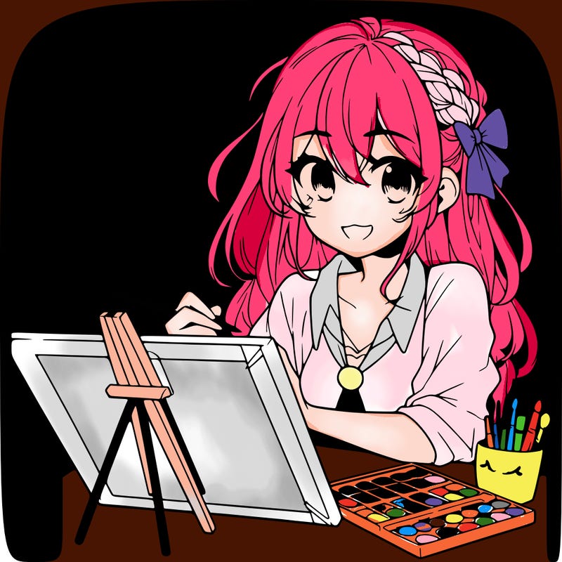 manga girl doing art