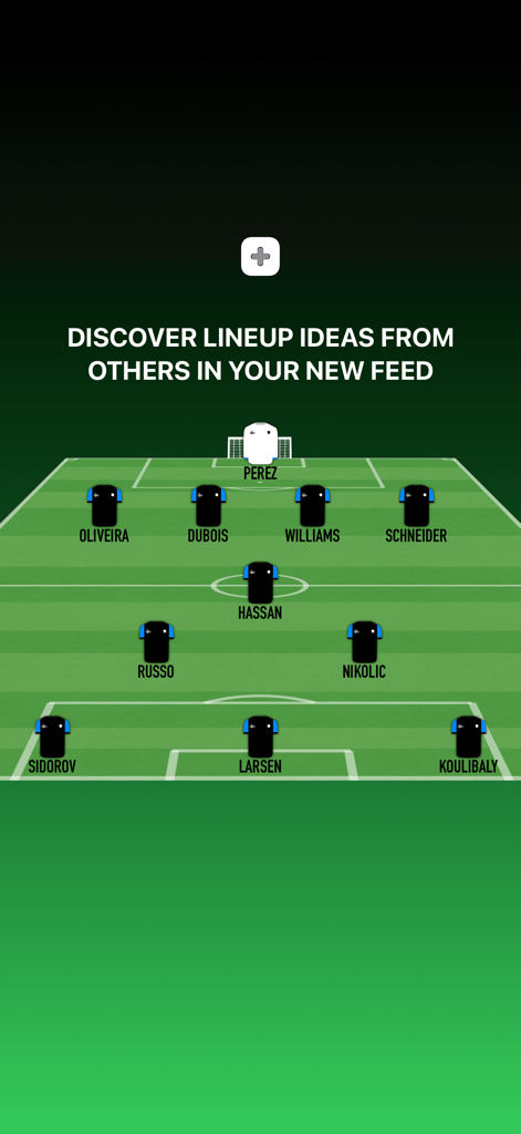 Soccer Lineup Builder 11 Pro - Professional soccer lineup on a field displaying player names and tactical positions.