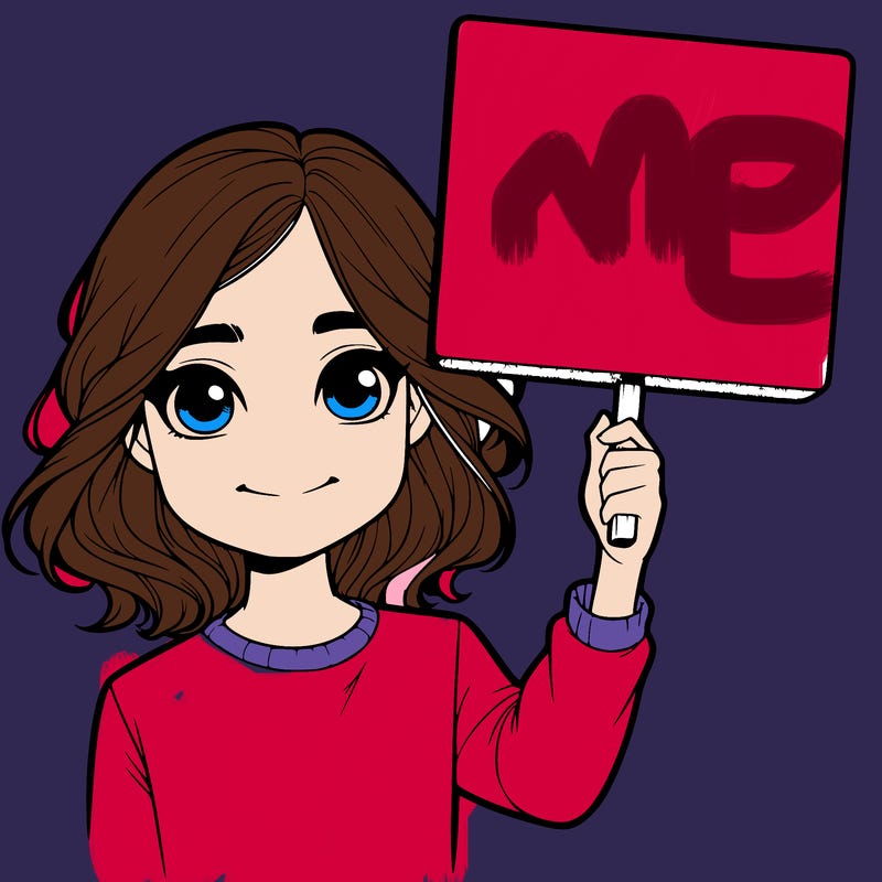 realistic girl holding up a sign