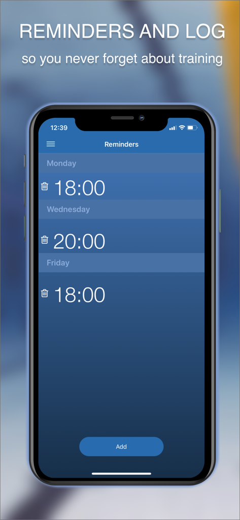 STAmina Apnea Trainer - STAmina Apnea Trainer app screen showing scheduled training reminders for freediving and breath hold exercises