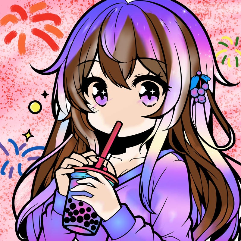 anime drinking boba tea
