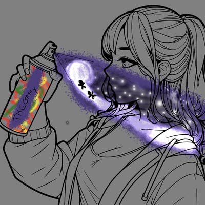 a realistic girl spray, painting