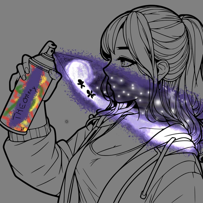 a realistic girl spray, painting