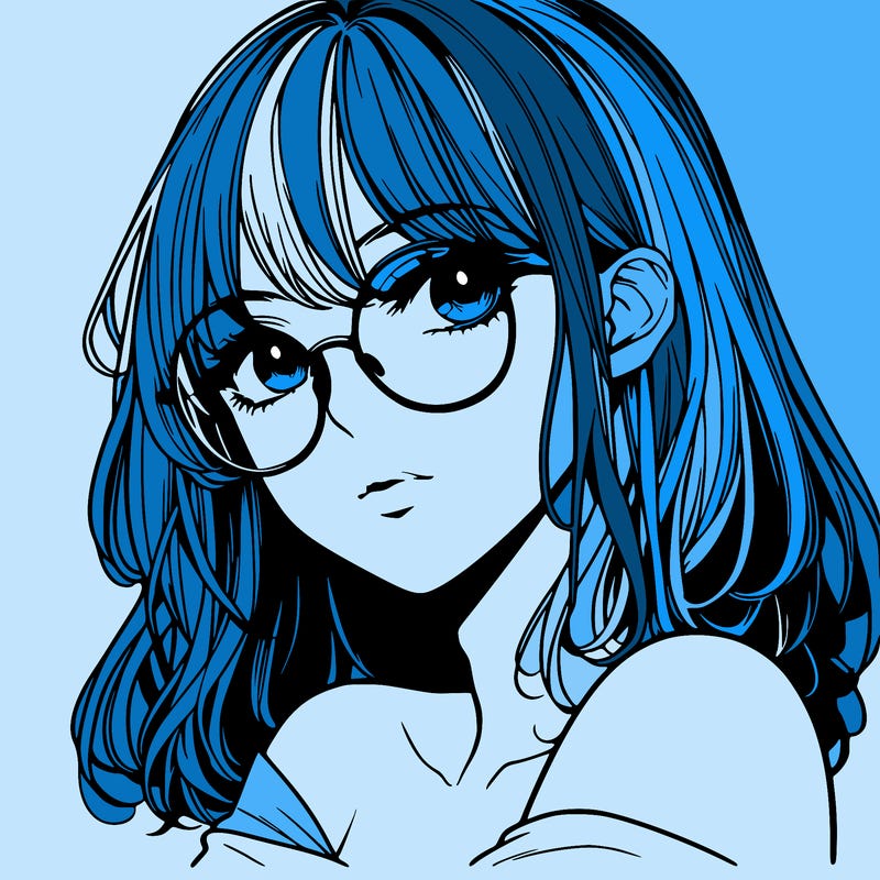 manga woman character with glasses and nice lips