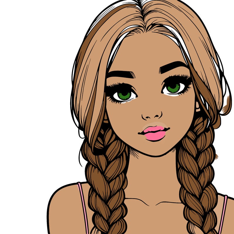 realistic girl with braids