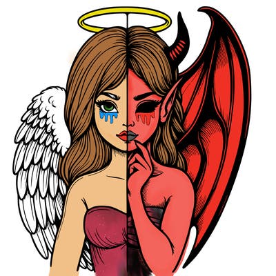 realistic angel half demon