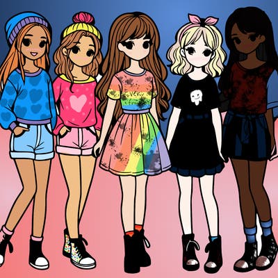 a group of five girls