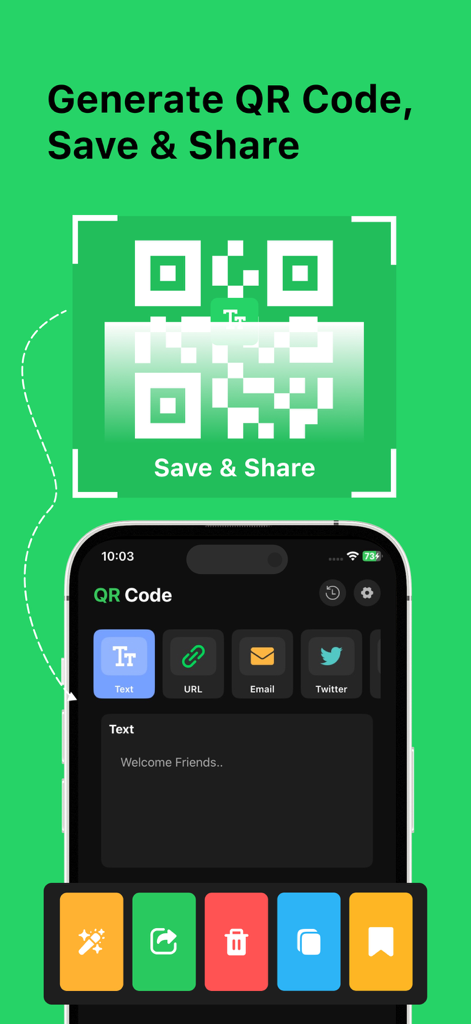 Multi Messenger : Whatify - Whatify app interface for generating and saving QR codes