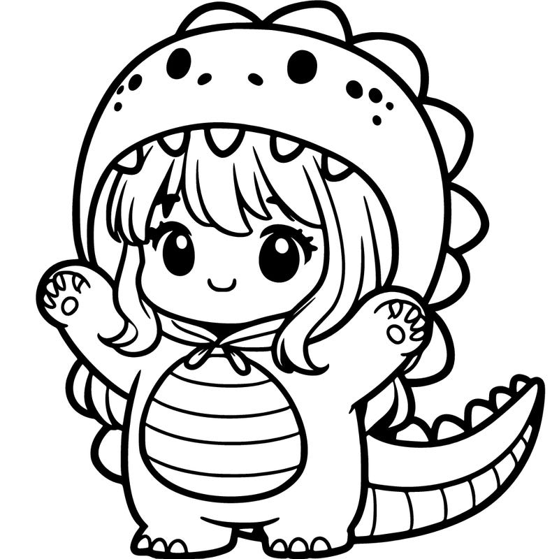 girl in a dinosaur costume