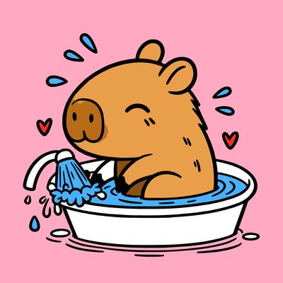 capybara taking a bath