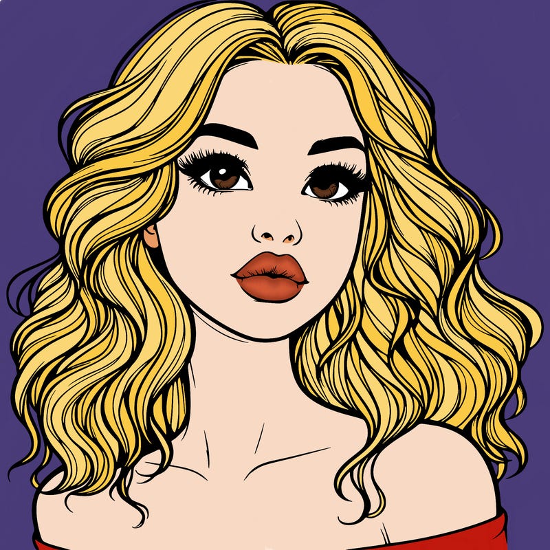 realistic girl with wavy hair and lips