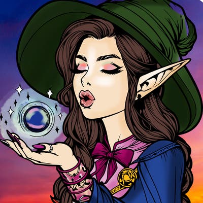 realistic elf casting a spell with lips