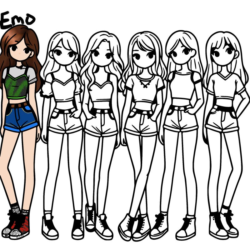 a group of girls wearing crop tops and shorts