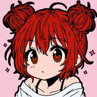 a manga girl with messy small buns