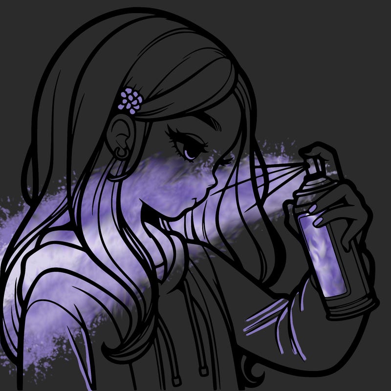 a realistic girl spray painting