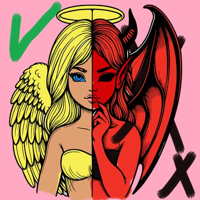 realistic angel half demon