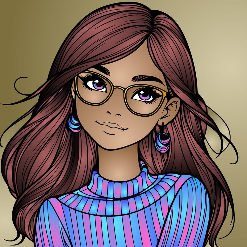 realistic girl with glasses