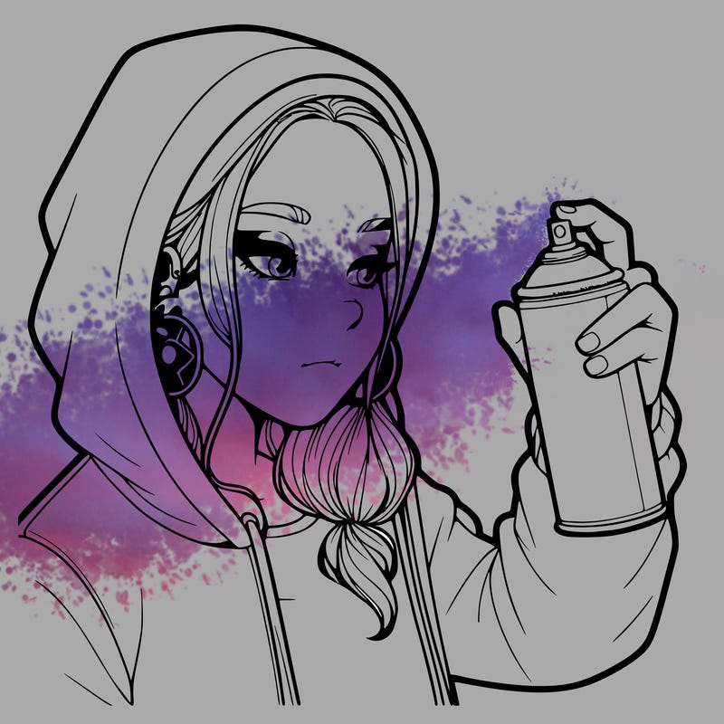 a realistic girl, spray painting