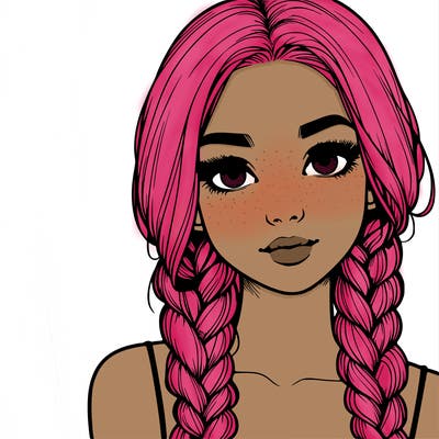 realistic girl with braids