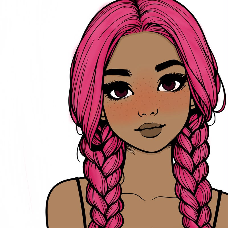 realistic girl with braids