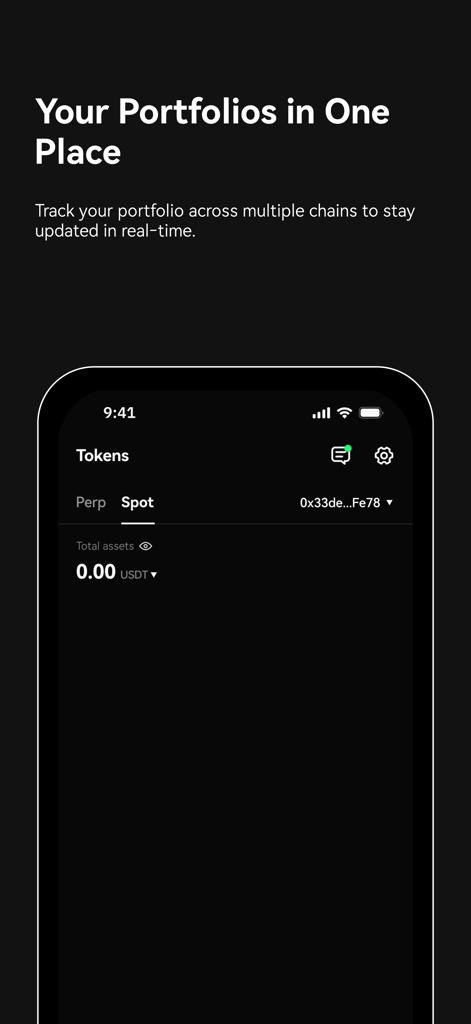 edgeX Mobile - edgeX Mobile app screenshot showing the token portfolio tracking interface for managing assets across multiple chains.