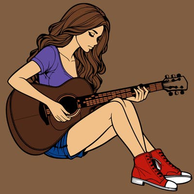 realistic woman play guitar