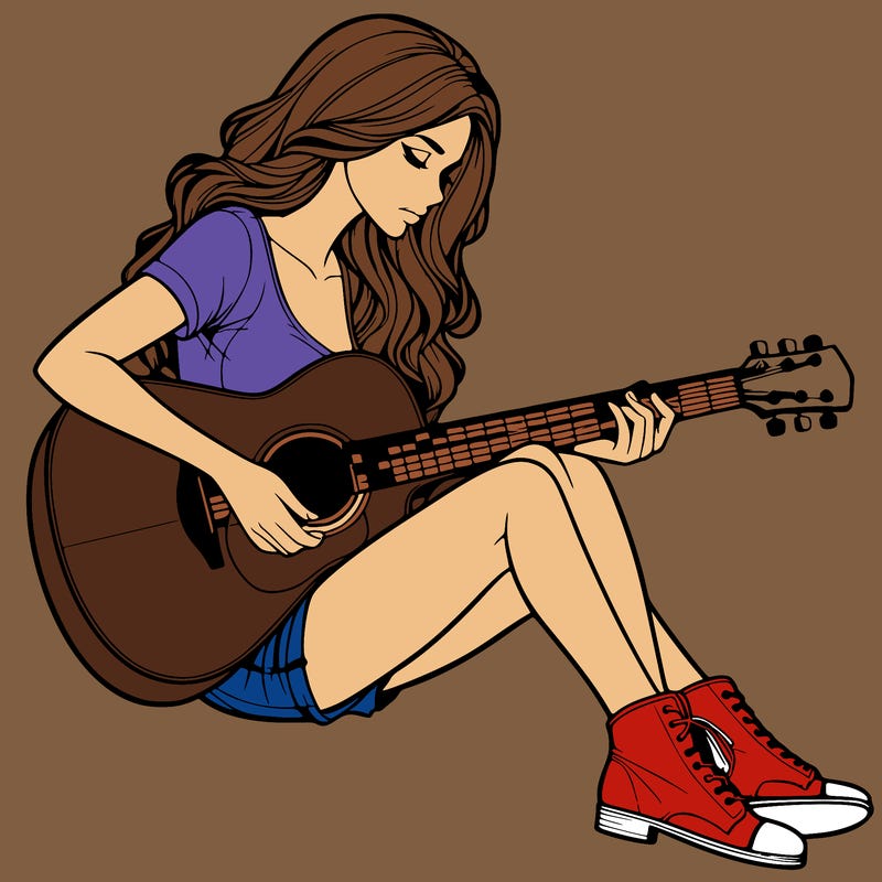 realistic woman play guitar