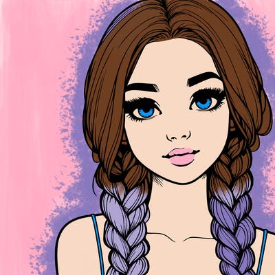 realistic girl with braids