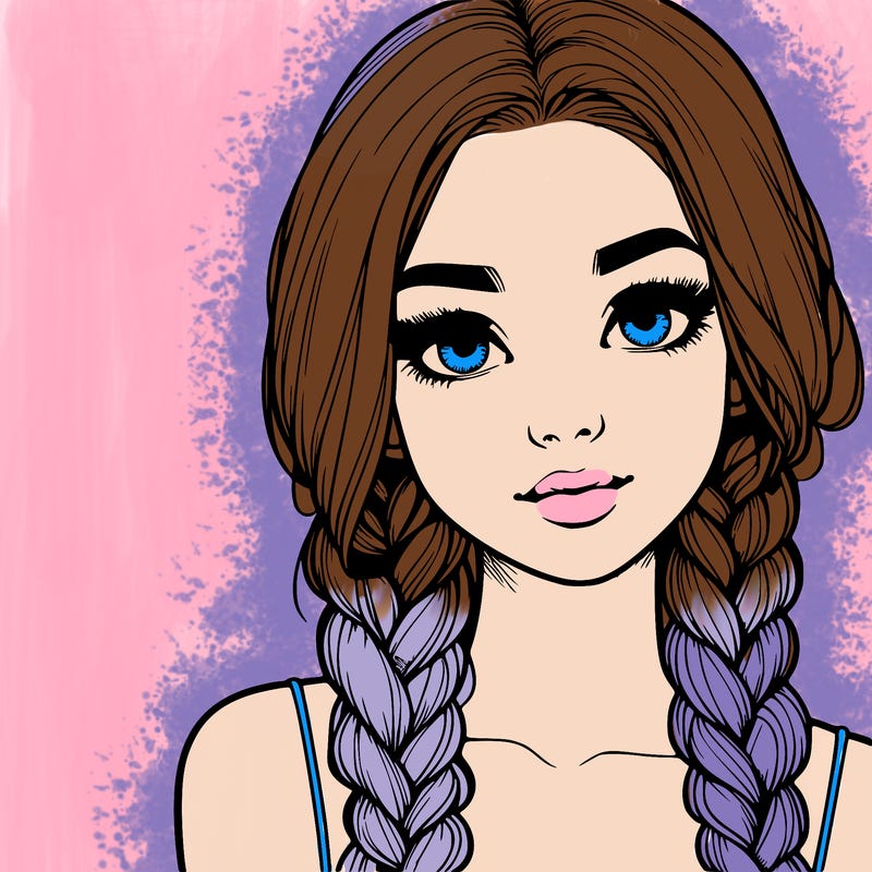 realistic girl with braids