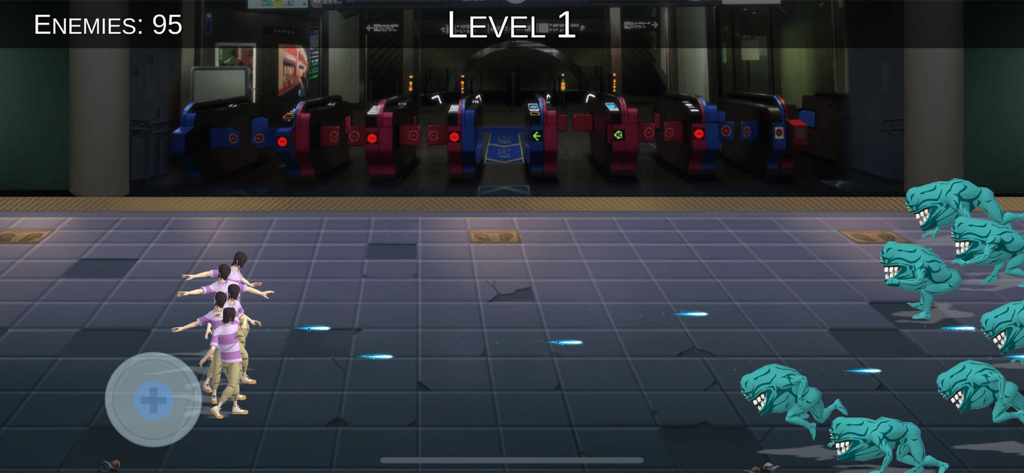 Gameplay screenshot of Cursebound Black Domain showing a battle against monsters in a subway station level