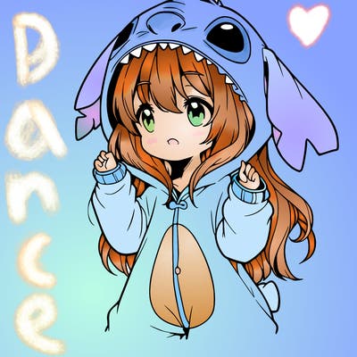 anime girl in a stitch onsie
