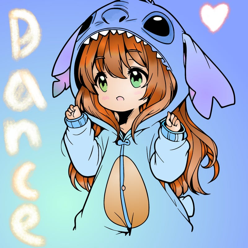 anime girl in a stitch onsie