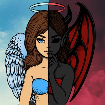 realistic angel half demon